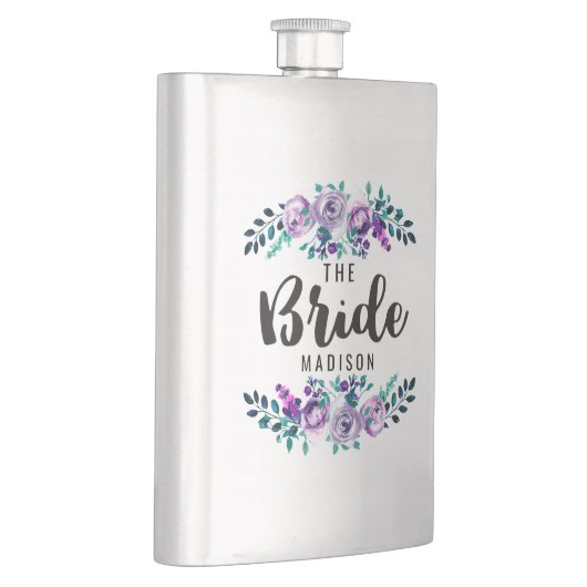 Mint & Paarse Bloemen Krans Bruiloft Bruid Flacon (Rechts)