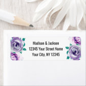 Mint & Paarse Bloemen Roos Bruiloft Retouradres Etiket (Insitu)