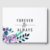 Mint & Paarse Bloemen Waterverf Bruiloft Monogram Gastenboek (Achterkant)