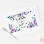 Mint & Paarse Bloemen Waterverf Bruiloft Monogram Rechthoekige Sticker (Envelop)