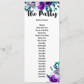 Mint & Paarse Bloemen Waterverf Trouwprogramma Programmakaart (Achterkant)