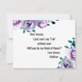 Mint & Paarse Bloemen word je mijn bruidsmeisje Kaart (Achterkant)