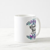 Mint & Paarse Bloemenkrans Bruiloft Bruid Tribe Koffiemok (Voorkant rechts)