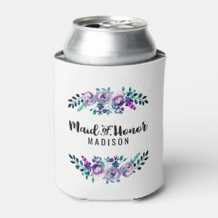 Mint & Paarse Bloemenkrans Bruiloft Maid of Honor Blikjeskoeler