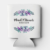 Mint & Paarse Bloemenkrans Bruiloft Maid of Honor Blikjeskoeler (Achterkant)