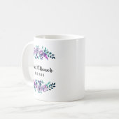 Mint & Paarse Bloemenkrans Bruiloft Maid of Honor Koffiemok (Voorkant links)