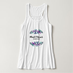 Mint & Paarse Bloemenkrans Bruiloft Maid of Honor Tanktop
