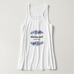 Mint & Paarse Bloemenkrans Trouw Bruidsmeisje Tanktop