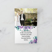 Mint & Paarse Bloemige Waterverf Bruiloft Bedankt (Binnen)