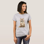 Mint Paarse Bruine Coole Kat Bril   T-shirt (Voorkant volledig)