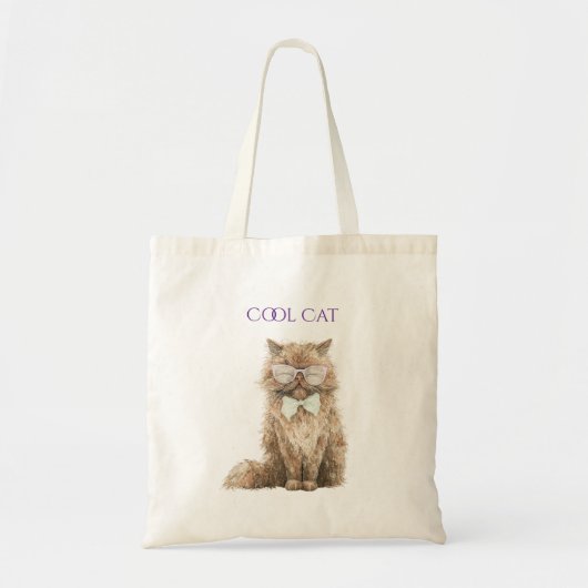 Mint Paarse Bruine Koele Kat Bril   Tote Bag (Voorkant)