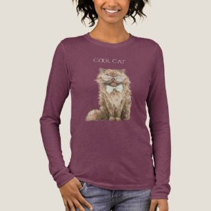 Mint Paarse Bruine Koele Kat Bril Tri-Blend Shirt
