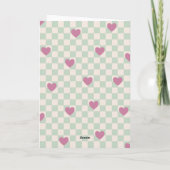 Mint Paarse Checkerboard Hearts Valentijn Kaart (Achterkant)