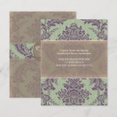 Mint Paarse Elegant Damask Wedding Reception Kaart (Voorkant / Achterkant)