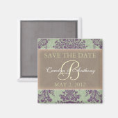 Mint Paarse Elegant SAVE THE DATE Magnet (Voorkant / Achterkant)