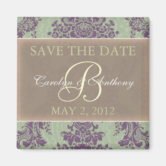 Mint Paarse Elegant SAVE THE DATE Magnet (Voorkant)