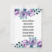 Mint & Paarse Huwelijk Tafel Nummer Zitplaats Graf Kaart (Achterkant)