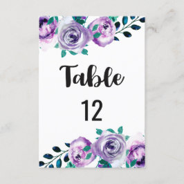 Mint & Paarse Huwelijk Tafel Nummer Zitplaatskaart Kaart