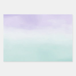 Mint Paarse Waterverf Tie Dye Inpakpapier Vel