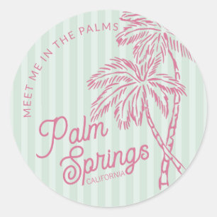 Mint Palm Spring Pastel Beach Party Envelop Favori Ronde Sticker
