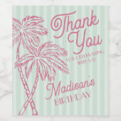 Mint Palm Spring Pastel Beach Verjaardag Part Favo Wijn Etiket (Enkel label)