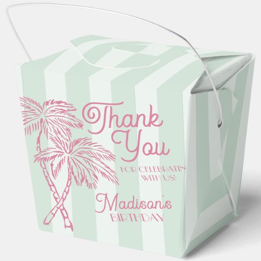 Mint Palm Spring Pastel Beach verjaardagsfeestje Bedankdoosjes (Achterkant)