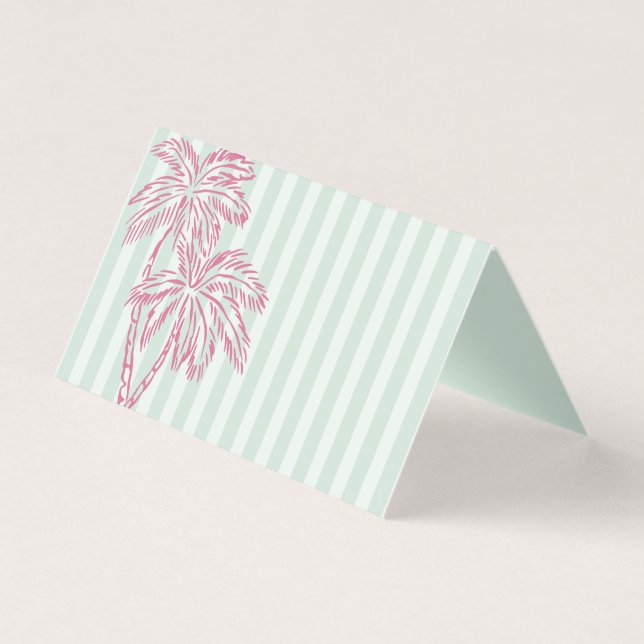 Mint Palm Springs Pastel Beachfeest Tafelkaartjes Kaart (Voorkant)