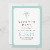 Mint Palm Tree Wedding Save the Date (Voorkant)