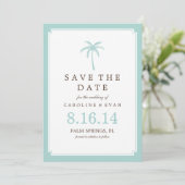 Mint Palm Tree Wedding Save the Date (Staand voorkant)