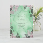 Mint Palmblad Bruiloft Kaart (Staand voorkant)