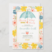 Mint paraplu april buien baby shower bloemen kaart (Voorkant)