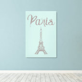Mint Paris Eiffel Tower Canvas Wall Art (Insitu (Houten vloer))