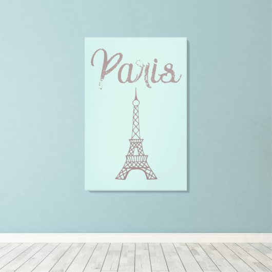 Mint Paris Eiffel Tower Canvas Wall Art (Insitu (Houten vloer))