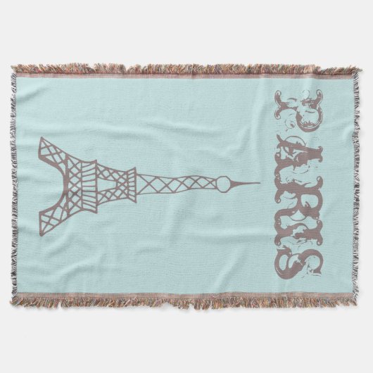 Mint Paris Eiffel Tower Throw Blanket Deken (Voorkant)