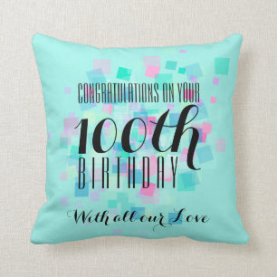Mint Pastel Colors 100th Birthday Custom Pillow Kussen
