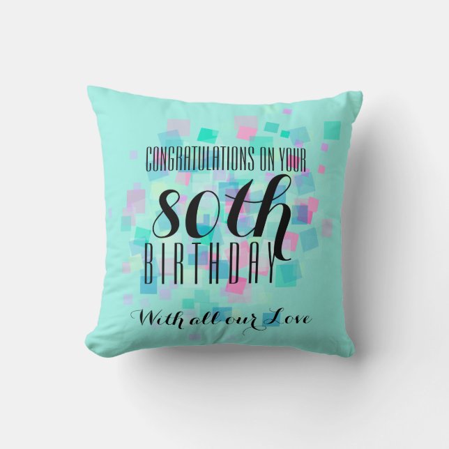 Mint Pastel Colors 80th Birthday Custom Pillow 3 Kussen (Voorkant)