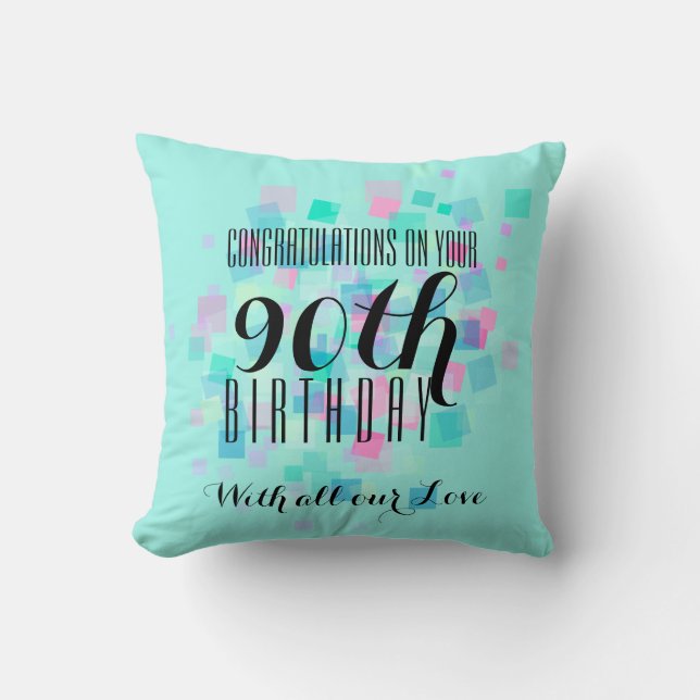 Mint Pastel Colors 90th Birthday Custom Pillow 3 Kussen (Voorkant)