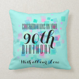 Mint Pastel Colors 90th Birthday Custom Pillow 3 Kussen