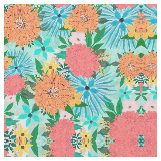Mint pastel Floral Stof (Close Up)