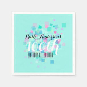 Mint Pastel Kleuren 100e Verjaardagsfeestje P Serv Servet