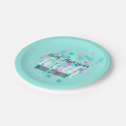 Mint Pastel Kleuren 100ste Verjaardagsfeest P Bord (Gekanteld)