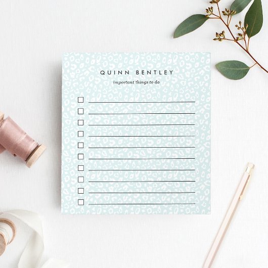 Mint | Pastel Leopard Print op maat Notitieblok
