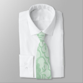 Mint Pastel White Lace Greenery Meadow Stropdas