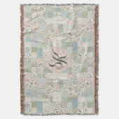 Mint patchwork monogram deken (Voorkant Verticaal)