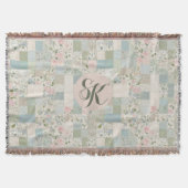 Mint patchwork monogram deken (Voorkant)