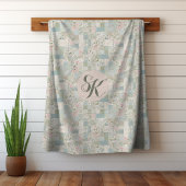Mint patchwork monogram fleece deken