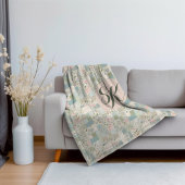 Mint patchwork monogram sherpa deken