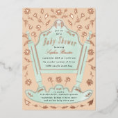 Mint Peach Antiek Cradle Baby shower Roos Gold Folie Uitnodiging (Voorkant)