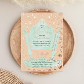 Mint Peach Antiek Cradle Baby shower Roos Gold Folie Uitnodiging