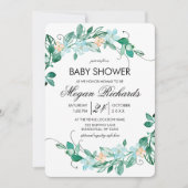 Mint Peach Bloemenkrans Baby shower Uitnodiging (Voorkant)